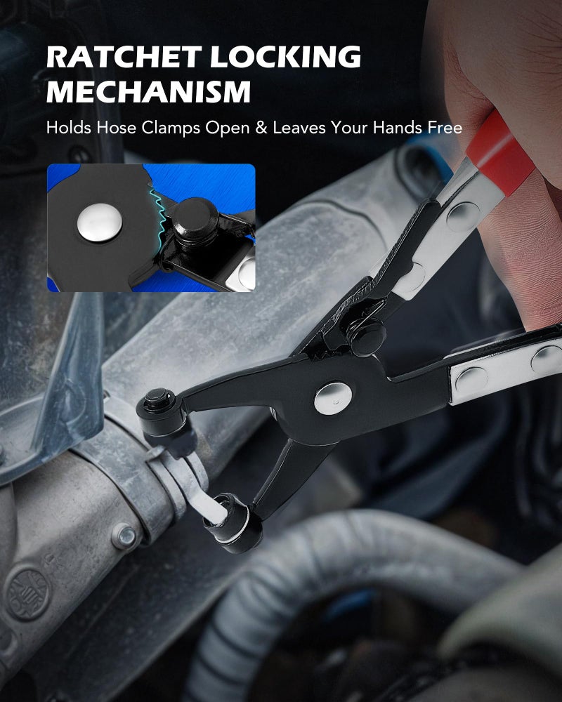 Orion Motor Tech Hose Clamp Pliers, Long Reach Wire Spring Hose Clamp Pliers Remover for Automotive Coolant Radiator Heater and Water Hose with Band Flat or Large Clamps - Image 4